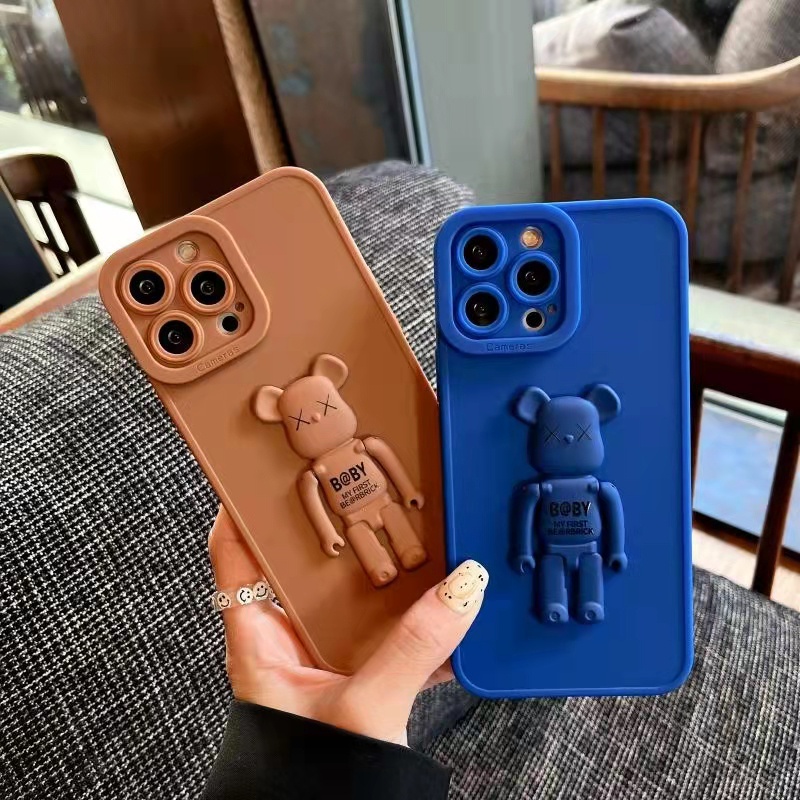 Ốp điện thoại silicon mềm trong suốt có giá đỡ hình gấu thích hợp cho iphone 13 13pro 13prm 11 12 pro max 7 plus 8 plus