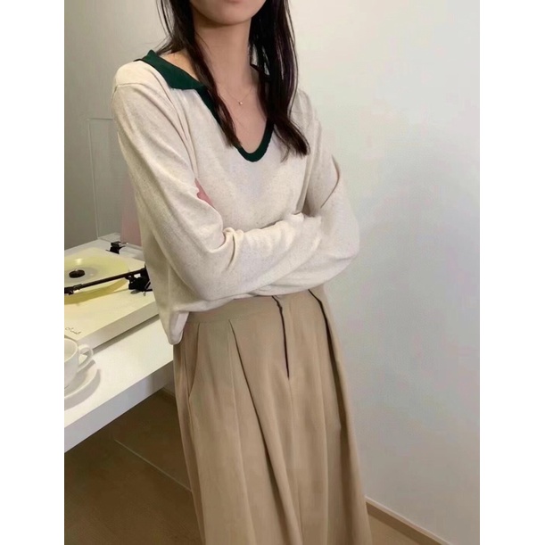 Áo sợi polo dài tay màu basic (A1065)