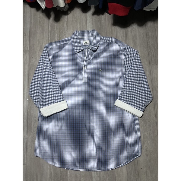 Áo sơ mi Nam nữ hiệu Lacoste màu xanh caro size 4
