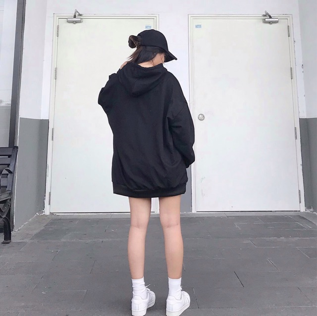 ÁO HOODIE BASIC BLACK ĐEN TRƠN UNISEX | BigBuy360 - bigbuy360.vn