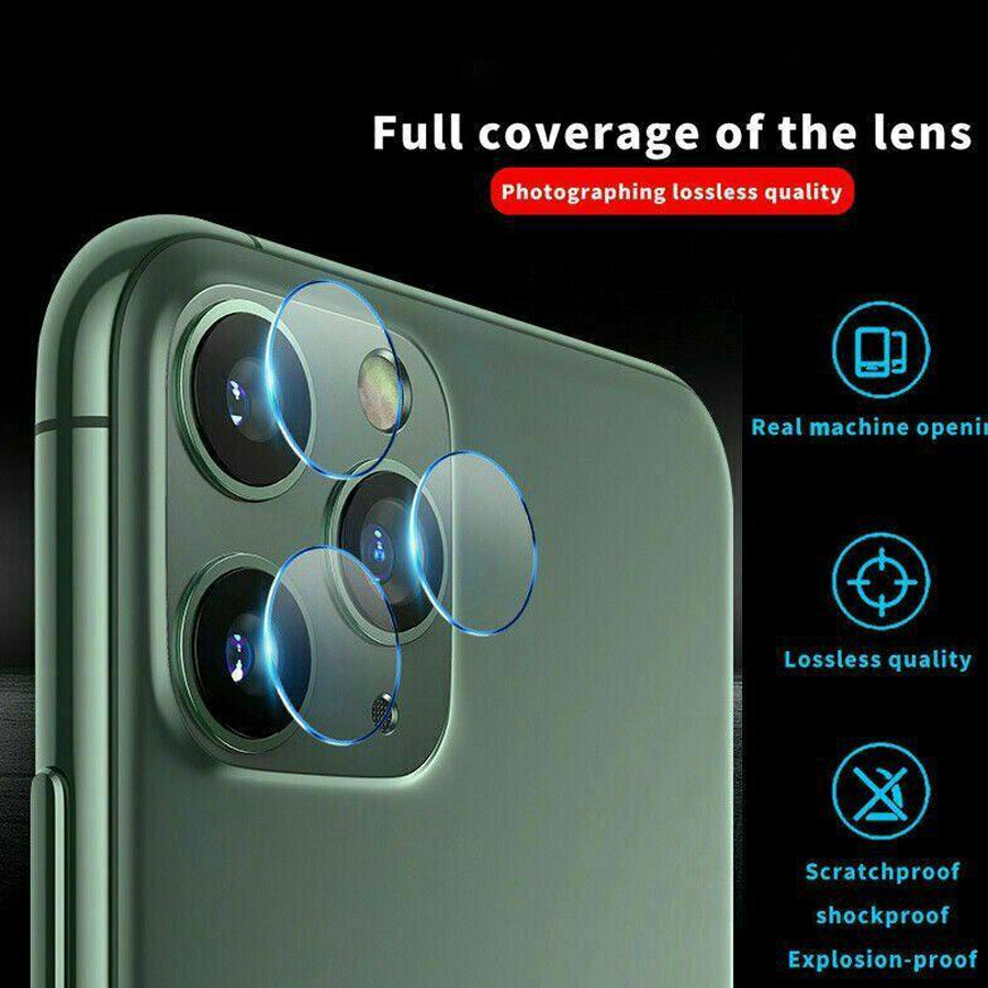 iPhone 11 12 Pro Max 12 Mini X XR XS Max 8 7 6 6s Plus SE 2020 Bảo Vệ Màn Hình Bằng Kính Cường Lực + Bảo Vệ ống Kính Máy ảnh