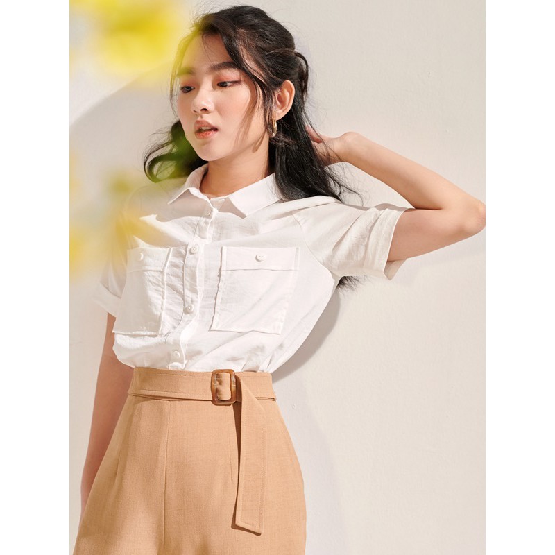 Oyster and Snail - Quần Short Andrea quần short lửng màu nâu chất tuýt si xước - 0029