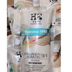Kem Hấp ủ phục hồi tóc chống gãy rụng siêu mềm mượt HE TEPI 1000ml