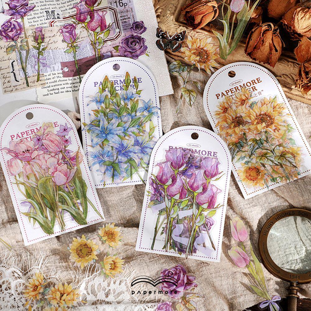 Túi 10 Sticker Trang Trí Hình Hoa Mẫu Mới