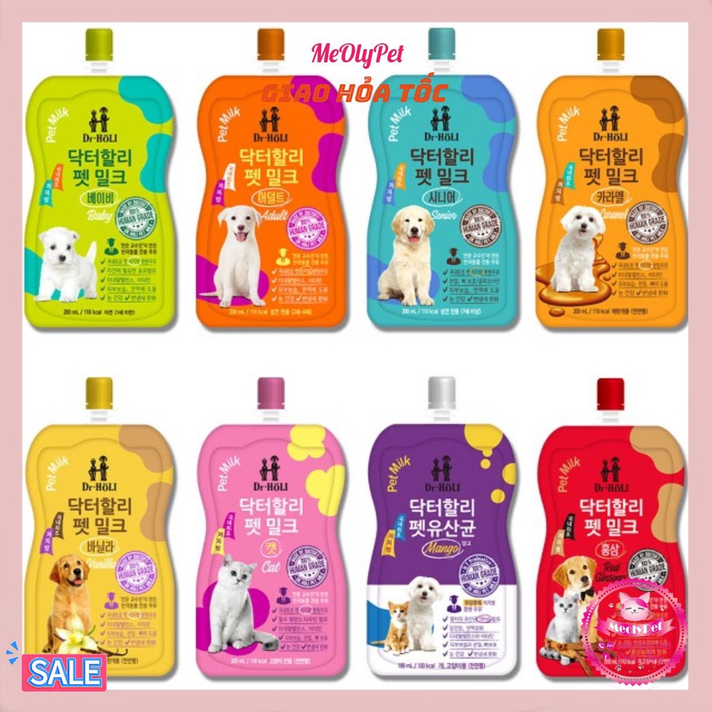 [HÀNG NHẬP KHẨU HÀN QUỐC] Sữa tươi dành cho Chó Mèo con kén ăn suy dinh dưỡng gói 180 ml 200ml