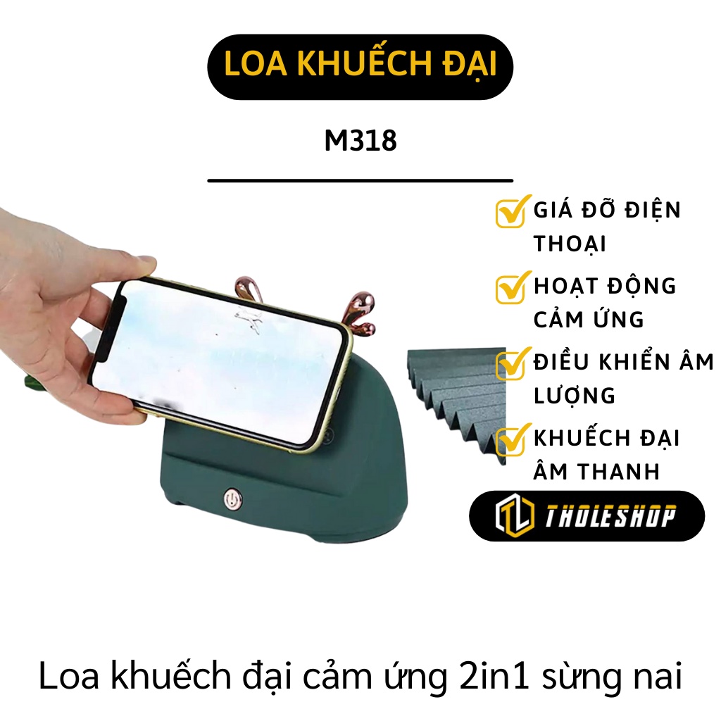 Loa Khuếch Đại Cảm Biến Không Bluetooth - Giá Đỡ Điện Thoại Hình Hươu Đáng Yêu M318 10451