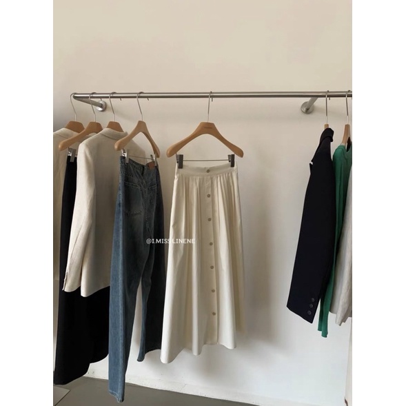 Chân váy thô 7 cúc xếp li KOREAN 6194