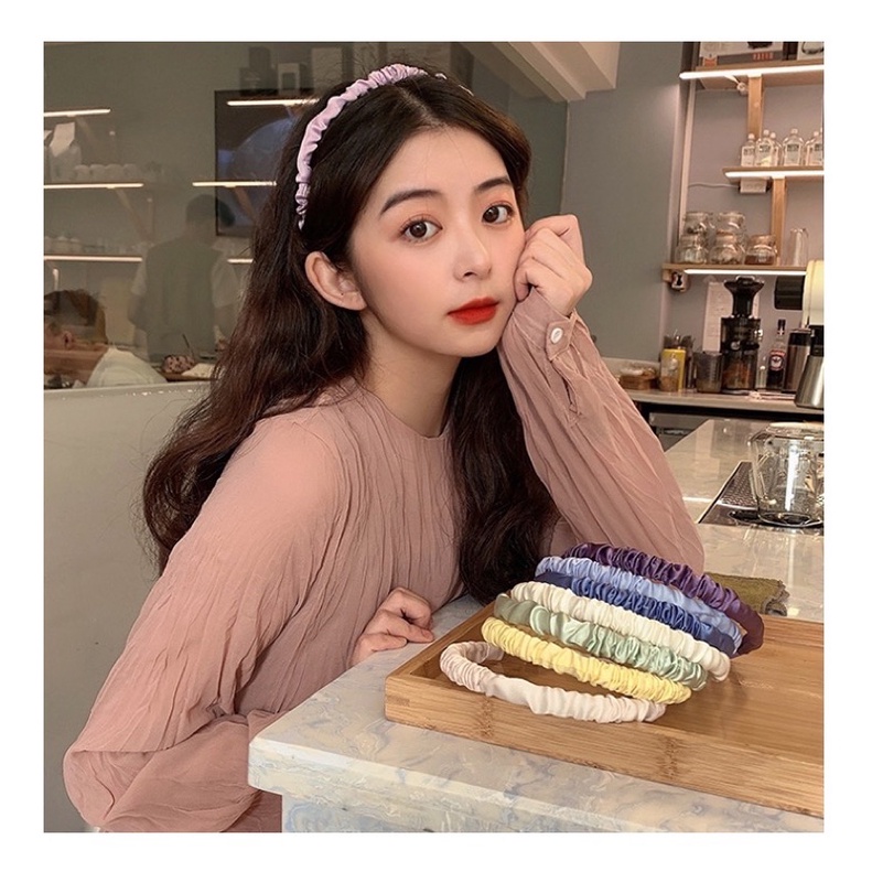 Cài tóc lụa nhún màu pastel nhỏ - Maben