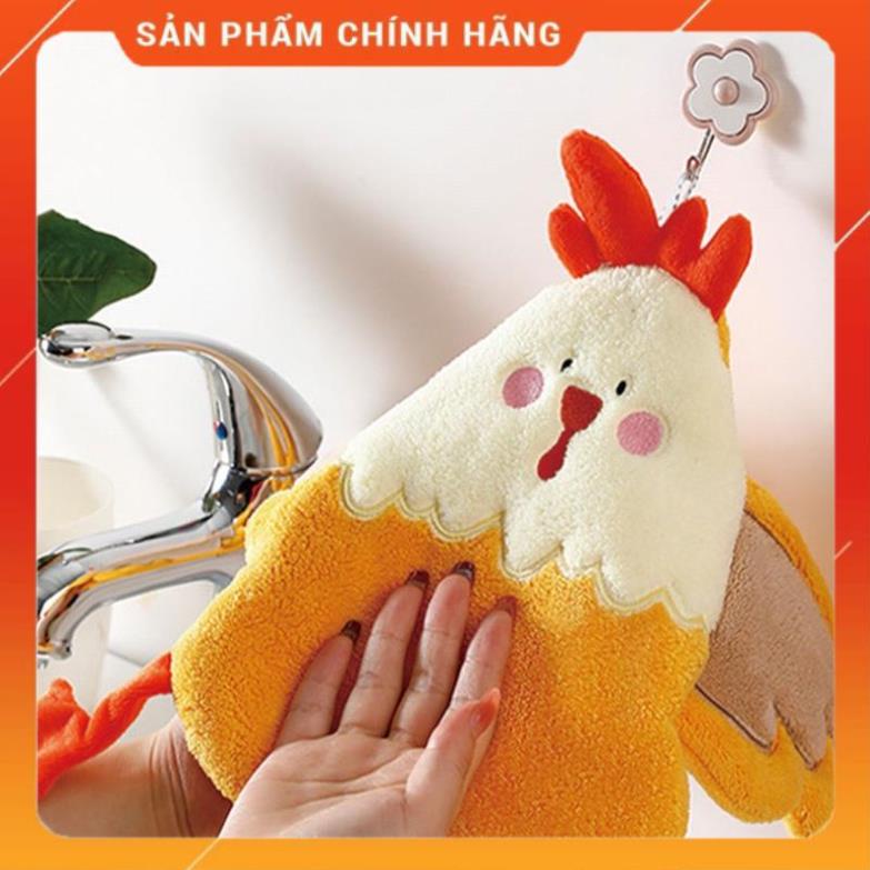 Khăn Lau Tay Siêu Thấm Hút Họa Tiết Chú Gà Hoạt Hình Dễ Thương Dành Cho Nhà Bếp/ Phòng Tắm