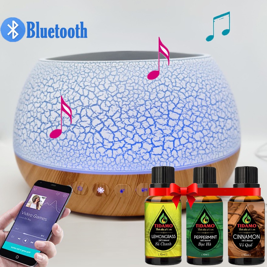 [Kèm Tinh Dầu] Máy Xông Tinh Dầu Có Loa Bluetooth Kết Nối Điện Thoại Nghe Nhạc, Dung Tích 1000ML Có Remote Điều Khiển