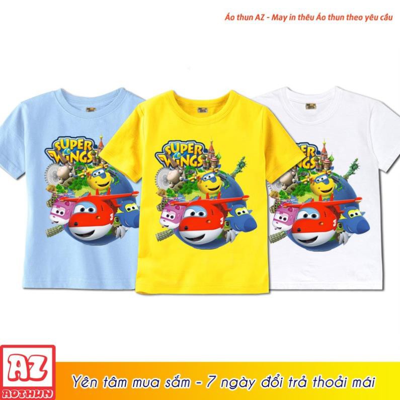 Áo thun hoạt hình trẻ em Đội bay siêu đẳng Super Wings màu vàng xanh trắng M2664 - giá rẻ nhất
