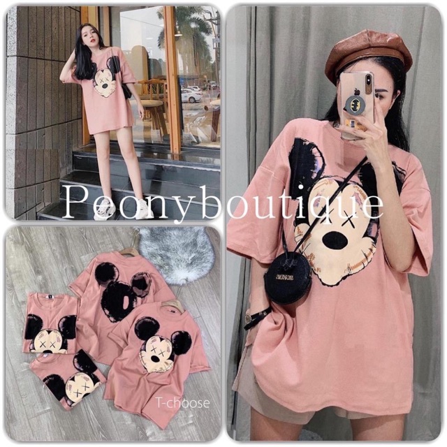 Áo phun from giấu quần nữ - áo phông mickey hồng pastel SIÊU HOT🌸