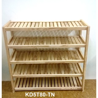 Kệ giày dép cao cấp gỗ cao su 5 tầng - 82cm