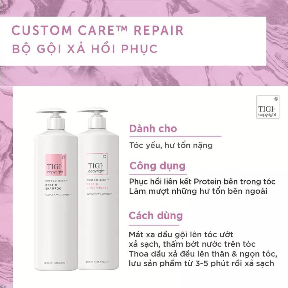 [TIGI Copyright] Bộ Dầu Gội Dầu Xả Siêu Phục Hồi Tigi Copyright Repair 970ml