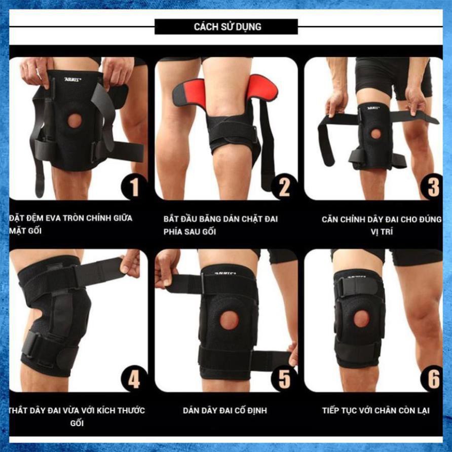 AOLIKES  HX 7907 - 1 cái - đai cuốn đầu gối có nẹp thép và đệm hơi silicone thoáng khí, chuyên gym, chính hãng.