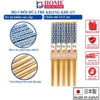 Bộ 5 đôi đũa mẫu hoa xanh kokubo - kj home