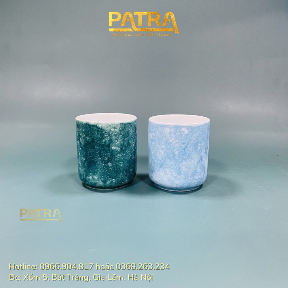 Cốc sứ, ly sứ men đá Bát Tràng hình trụ, cốc uống nước không quai 200ml nhiều màu lựa chọn