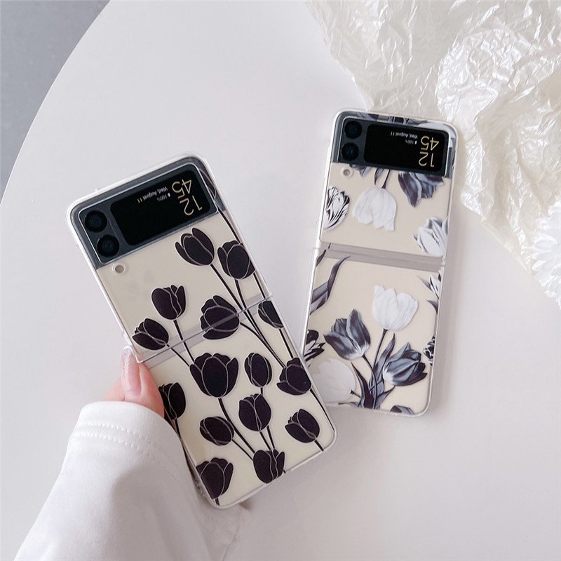 Ốp Điện Thoại PC Cứng Trong Suốt Chống Sốc Hình Hoa Tulip Cho Samsung Galaxy Z Flip 3 5G Z Flip3 Zflip3 Samsung Z Flip3