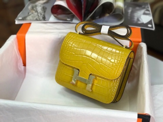 Túi HM constance da bò dập vân cá sấu cao cấp