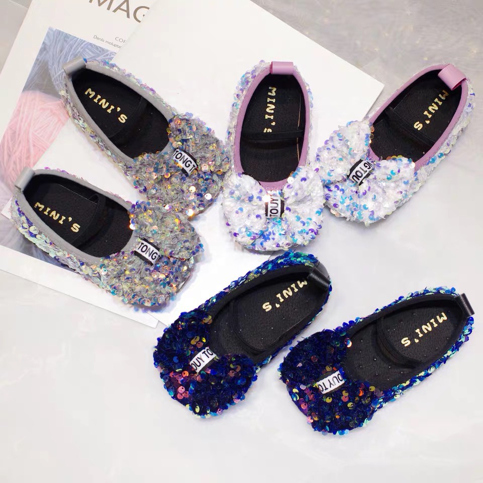 Giày Búp Bê Đế Mềm Đính Nơ Kim Sa Lấp Lánh Thời Trang Mùa Xuân | BigBuy360 - bigbuy360.vn