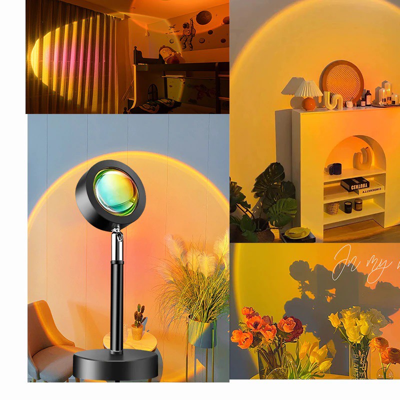 Đèn chiếu sáng LED hoàng hôn/mặt trời/cầu vồng trang trí phong cách hiện đại cho phòng ngủ
