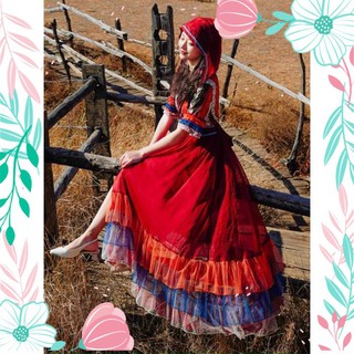 Đầm Maxi Thổ Cẩm Boho Vintage Thắt Nơ Đầm Nữ Đi Biển Siêu Xinh Cho Nàng SVD1BH