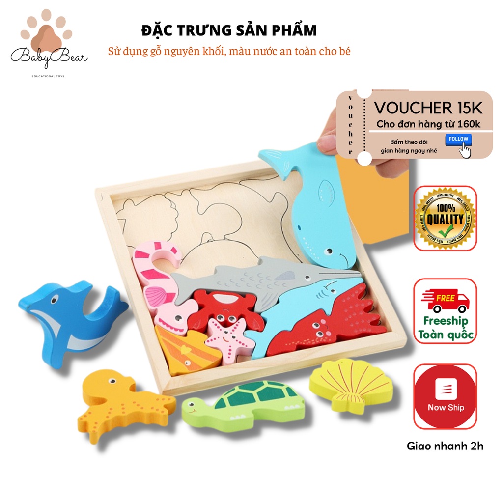 Đồ chơi ghép hình 3D nhiều chủ đề bằng gỗ giúp bé phát triển nhận biết, phát triển trí não tăng cường vận động