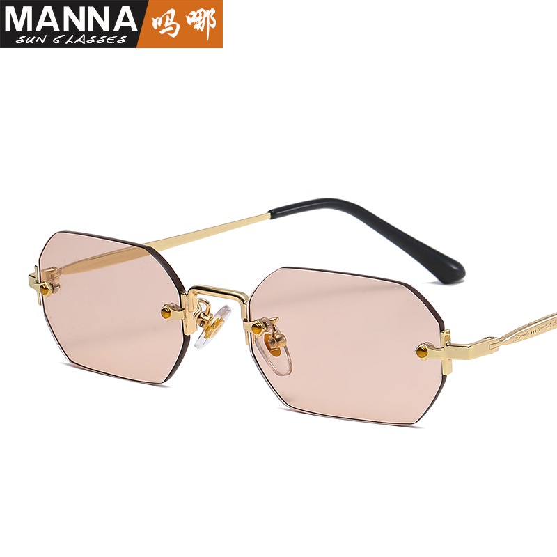 Kính Mát Tròng Vuông Không Gọng Chống Tia UV400 Phong Cách Retro Chất Lượng Cao Cho Nữ