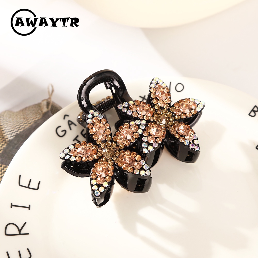 Kẹp Tóc Hình Hoa Đính Đá Hai Lớp Màu Sắc Thanh Lịch Phong Cách Retro Hàn Quốc Dành Cho Nữ