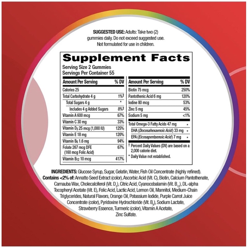 [Mẫu mới] Kẹo dẻo Centrum vitamin tổng hợp và omega 3 110viên USA