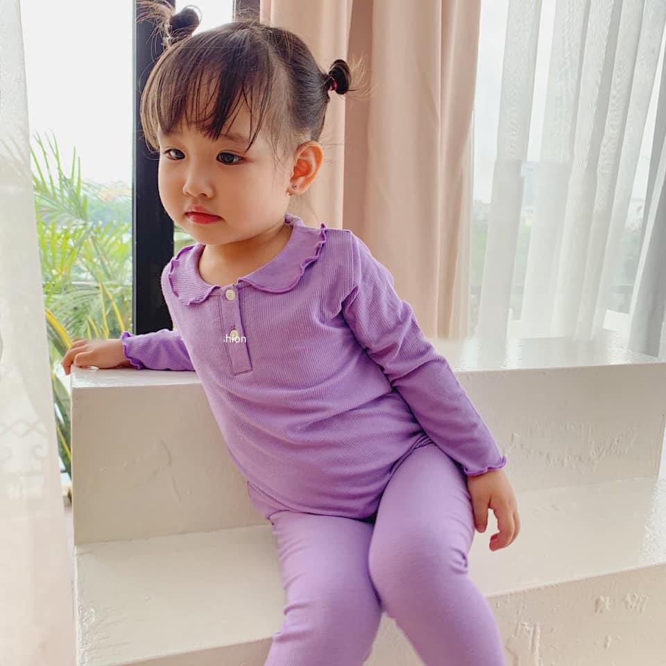 Đồ bộ bé gái tăm lạnh cồ bèo siêu mềm co giãn thấm mồ hôi
