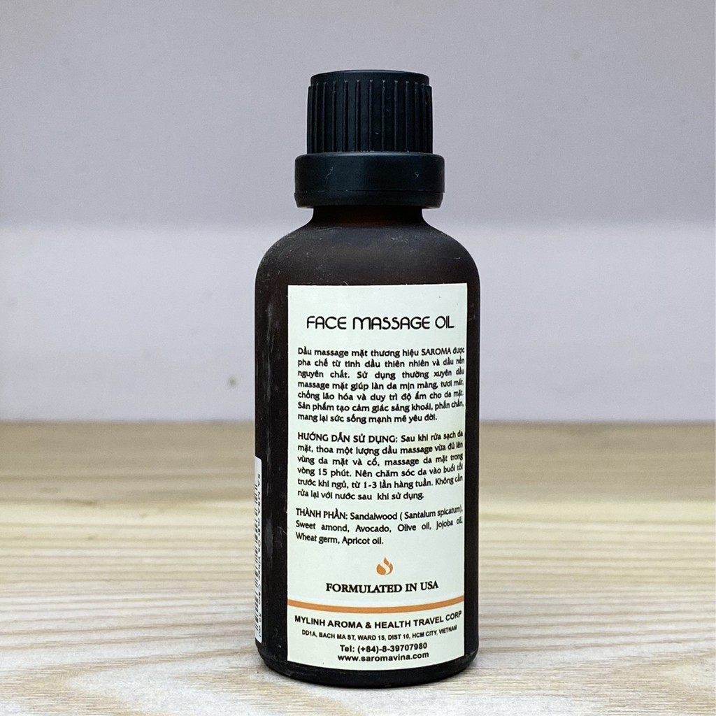 Dầu massage mặt  Saroma cho da nhạy cảm. Tinh dầu mát xa mặt trầm hương dưỡng ẩm, phục hồi da 50ml Tinh Dầu 100 Shop