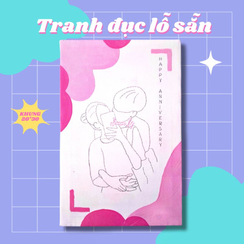 Tranh canvas đục lỗ/ thêu sẵn theo yêu cầu