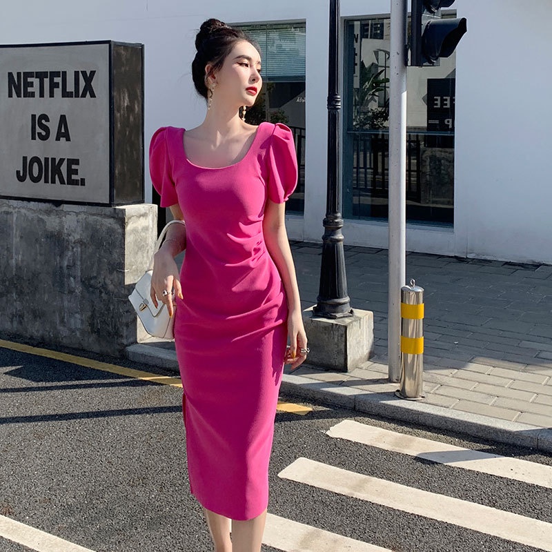 Đầm IELGY cổ vuông chiết eo thời trang mùa hè tinh tế cho nữ