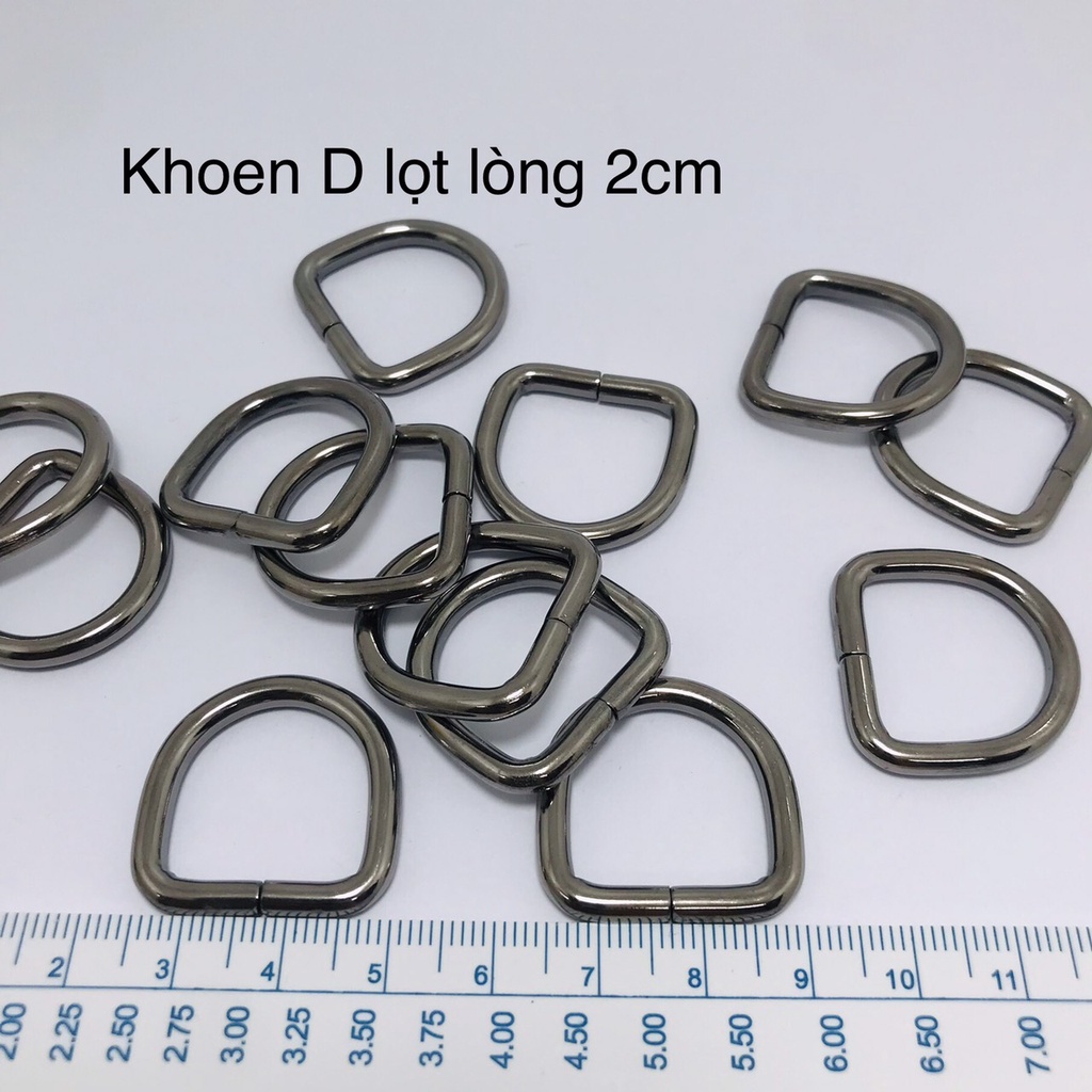 Khoen D 2cm hàng thường kim loại màu vàng , màu đen - phụ kiện làm túi xách - HANDMADE 88