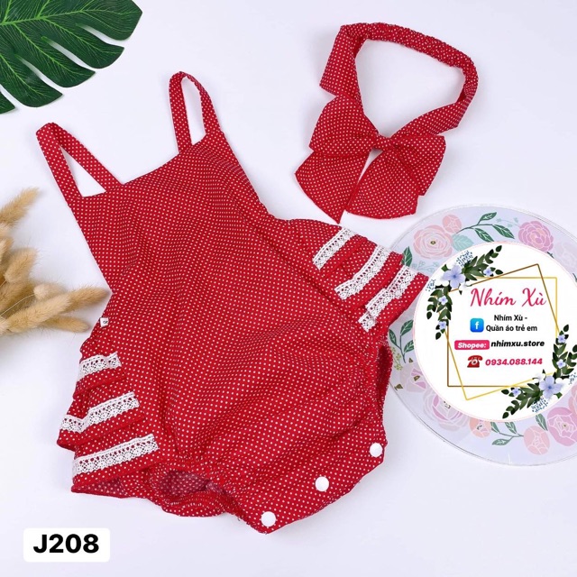 Bodysuit chấm bi đỏ xếp tầng sexy (5-10kg) | BigBuy360 - bigbuy360.vn