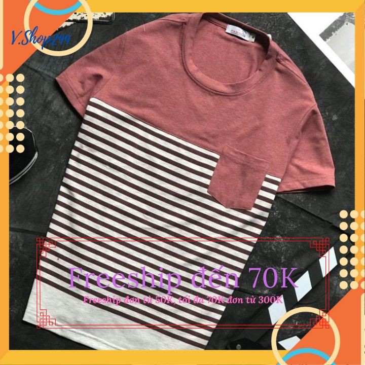 Áo thun nam sọc cổ tròn thời trang | BigBuy360 - bigbuy360.vn
