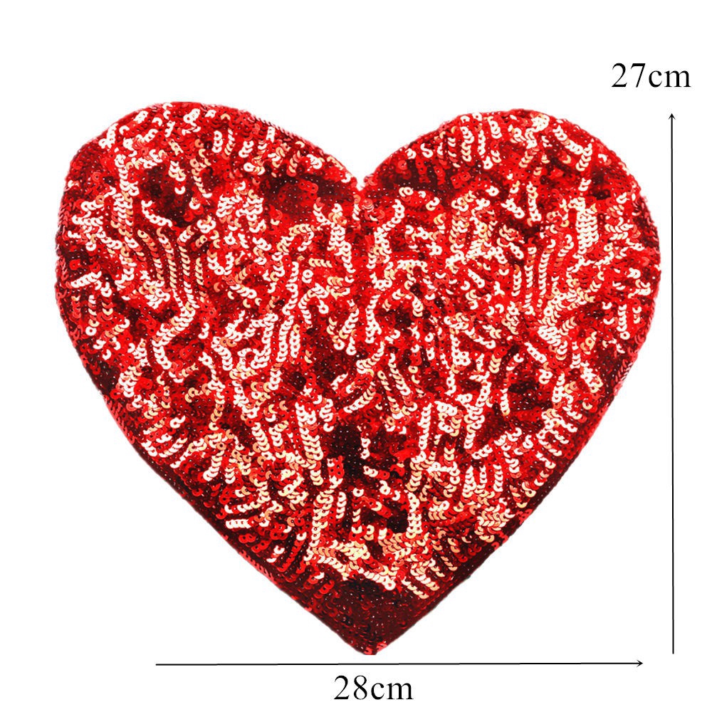 Áo Khoác Jean Đính Kim Sa Hình Trái Tim Đỏ Lấp Lánh