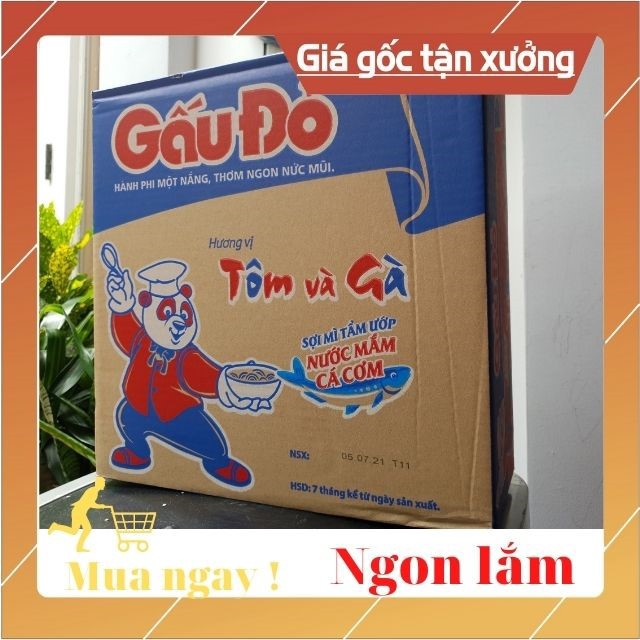 Mì Tôm Gấu Đỏ Ăn Liền Thùng 30 Gói Hương Vị Tôm Và Gà - Chị Vịt Shop
