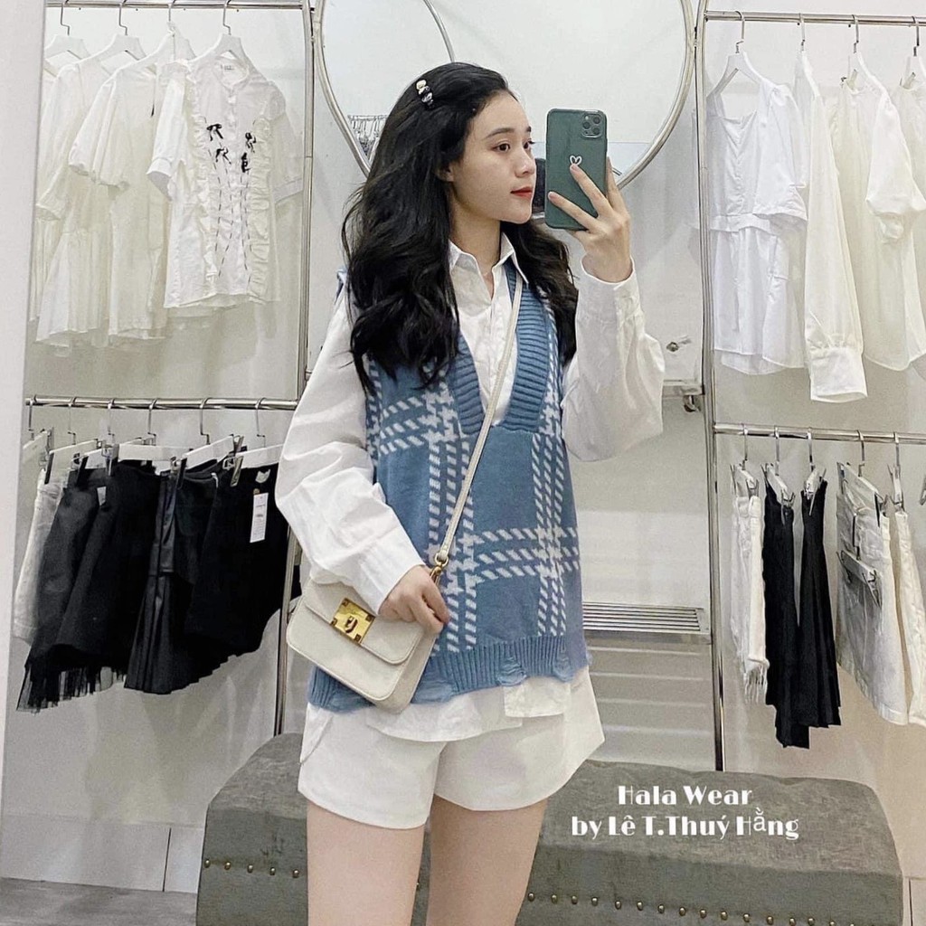 Set áo gile len sơ mi trắng kiểu dài tay ulzzang hàn quốc, Áo ghile caro cổ v phối áo sơ mi vintage nữ tính - Roxie | BigBuy360 - bigbuy360.vn