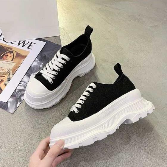 Giày Sneaker MCQueen Độn Đế Nâng Chiều Cao Dây Lụa Cao Cấp Full Box Full Bill