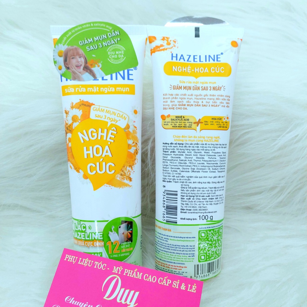 Sữa Rửa Mặt Hazeline - Nghệ Kiwi & Matcha Lựu Đỏ Cho Làn Da Sáng Mịn 100g