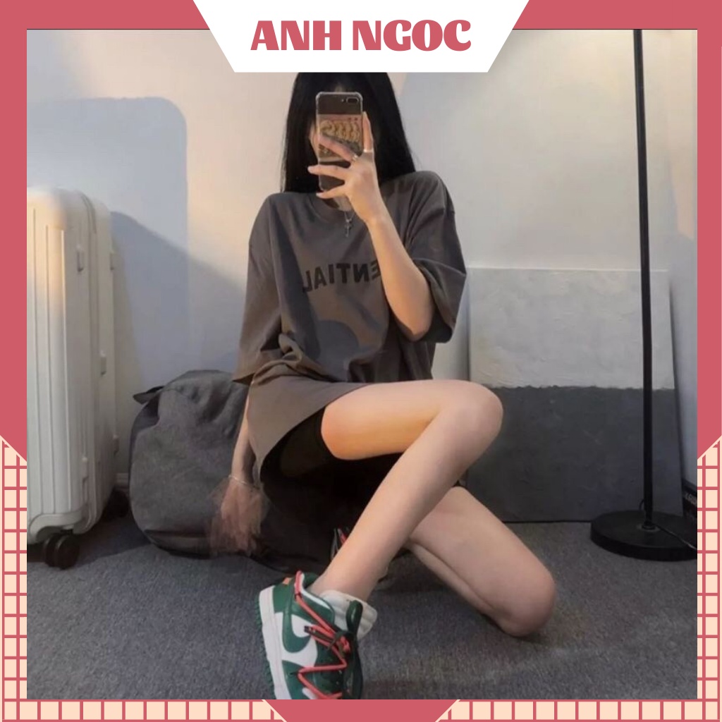 Áo thun nam nữ tay lỡ Unisex form rộng in chữ Esentials