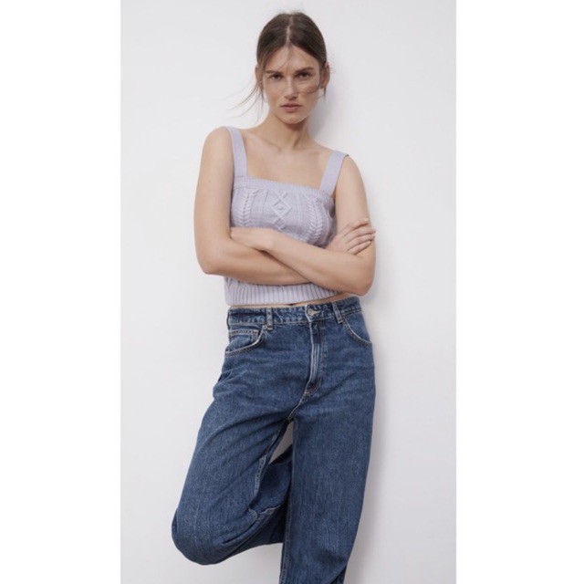 Áo len croptop hai dây zr