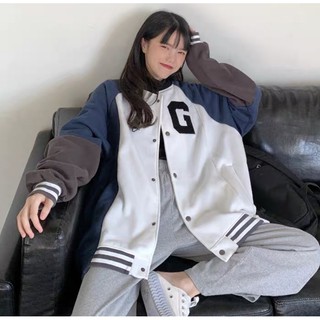 Plus Áo Khoác Bomber G Dáng Rộng Phong Cách Hàn Quốc Cho Nữ