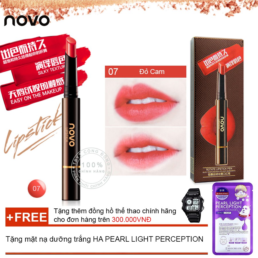 Son thỏi siêu mịn bền màu không trôi Novo Rotate Lipstick Pen 5171 + Tặng mặt nạ dưỡng trắng HA