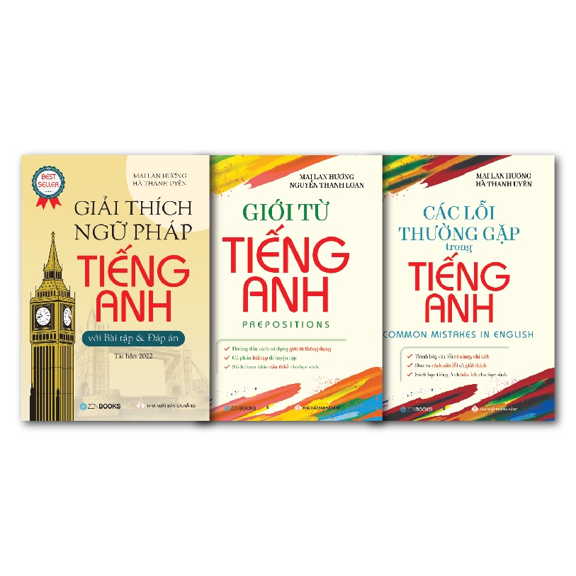 Sách Combo 3 Cuốn Giải Thích Ngữ Pháp, Các Lỗi Thường Gặp, Giới Từ Tiếng Anh