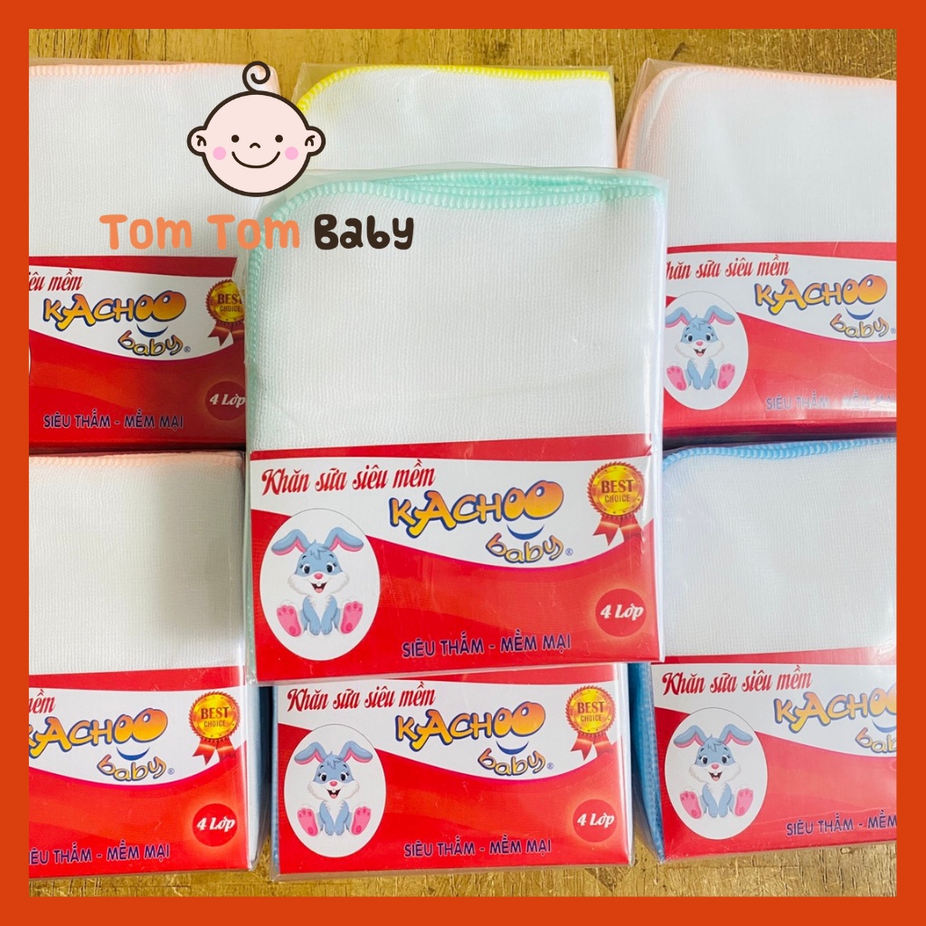 Túi 10 cái Khăn Sữa sợi mịn 4 Lớp Kachoo Baby - Kích thước khăn 24x28 cm