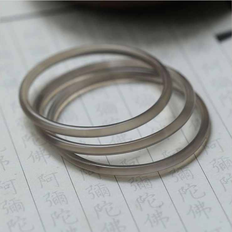 Vòng Đeo Tay Chalcedony Tự Nhiên Siêu Mỏng Phong Cách Trung Hoa Cho Nữ