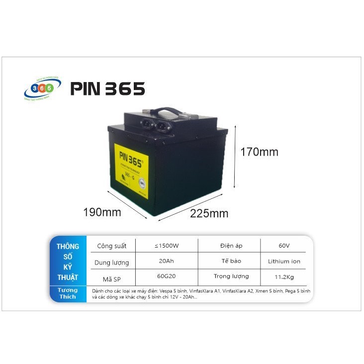 Pin xe máy điện 60V